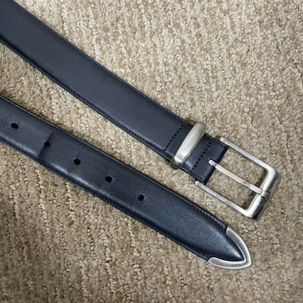 Allen Edmonds Leather Dress Belt Mens 38 Black Handcrafted USA Custom Calf 1 1/8